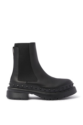 Valentino Garavani M-Way Rockstud Leather Ankle Boots